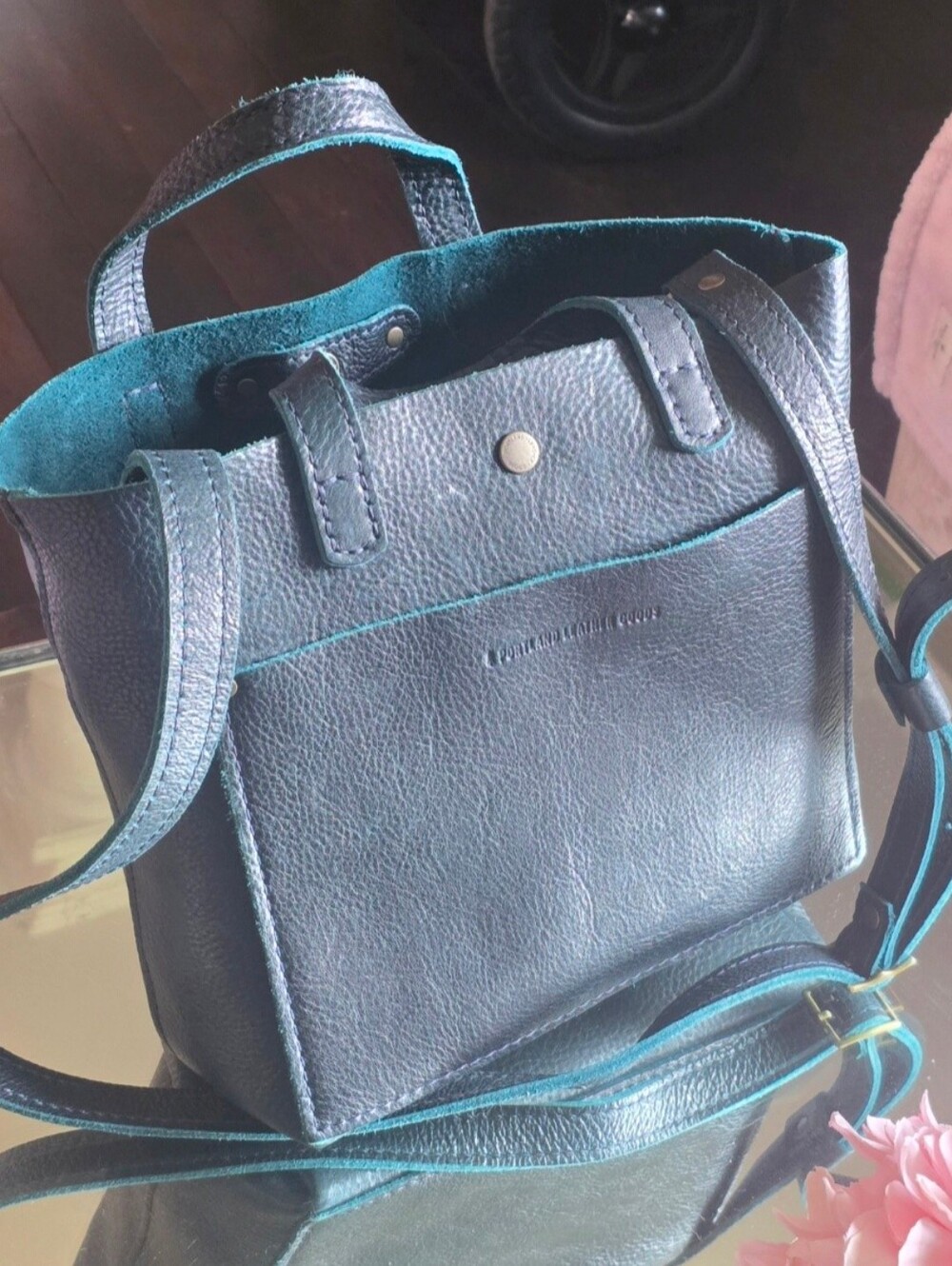 Portland Leather Mini Crossbody In Boreal